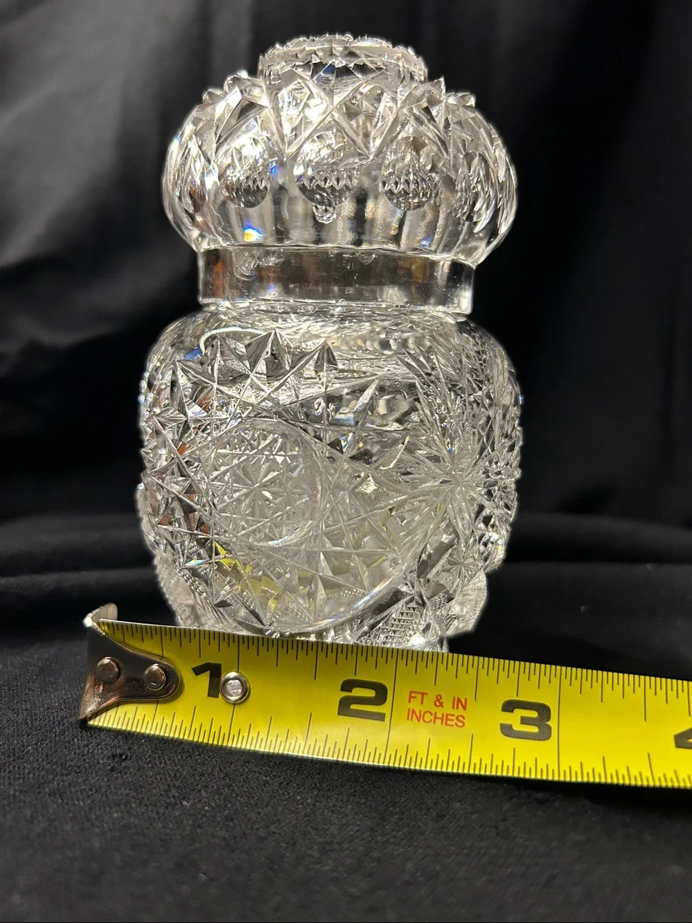 Clear Cut Glass Decorative Jar with Lid SMALL CHIPS